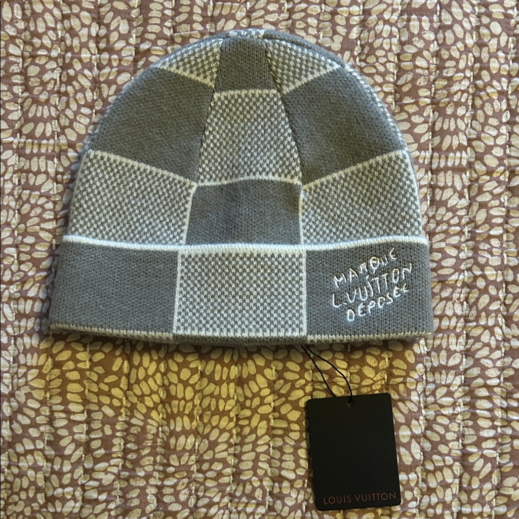 Louis Vuitton Gray & White Beanie